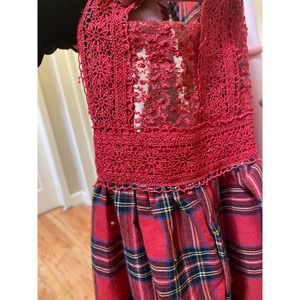 Trish Scully red lace and plaid layered girls dress 5